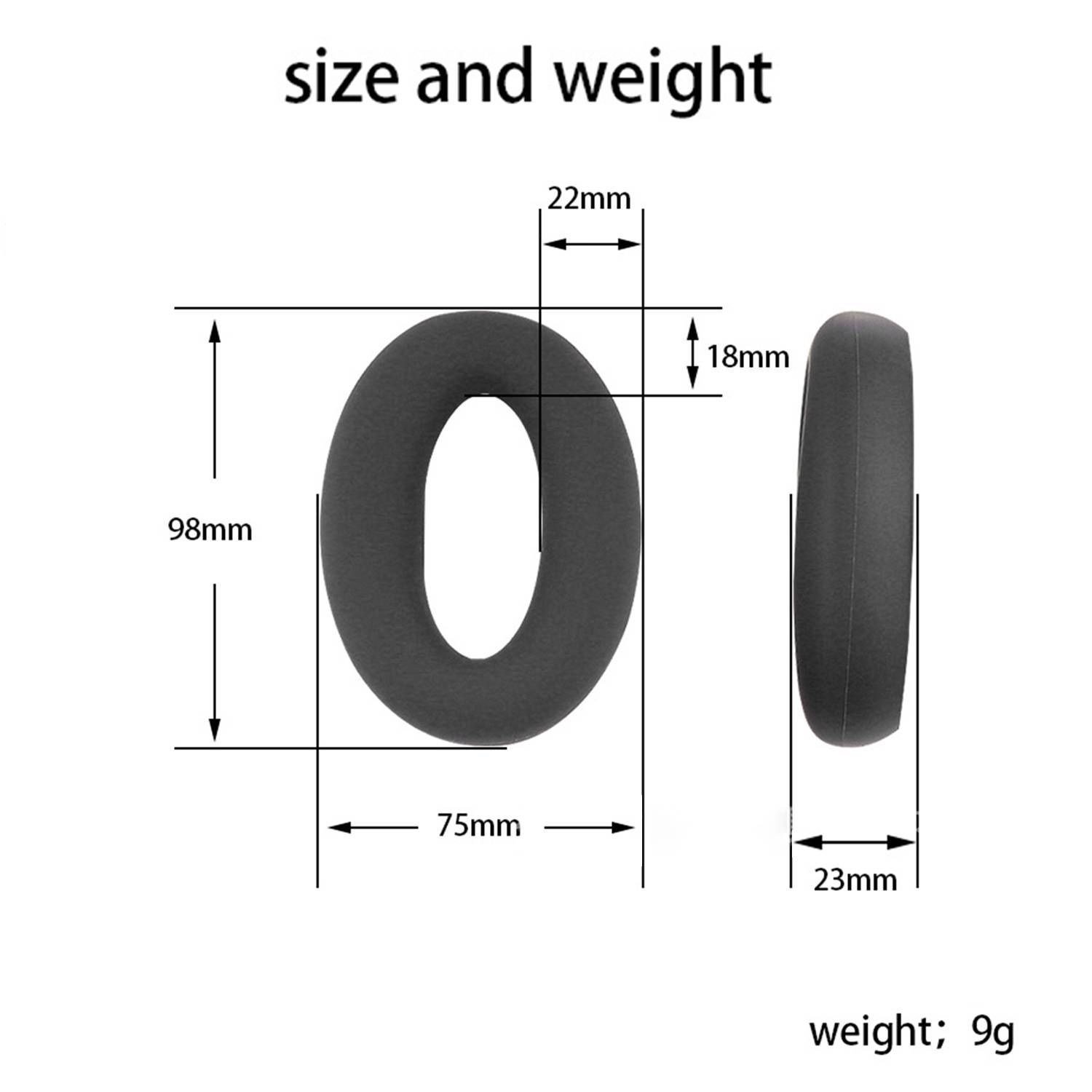 Ersatz-Ohrpolster für Sony WH-H910N Kopfhörer Black