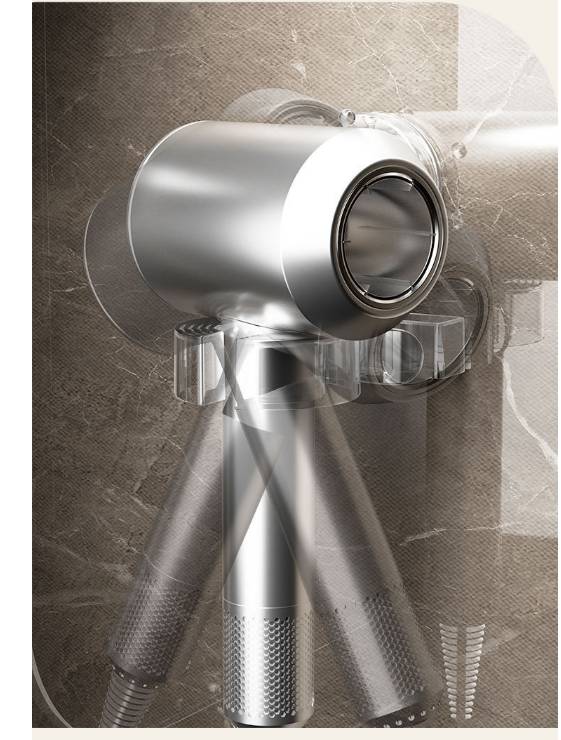 Rotierender Haartrocknerhalter mit Saugnapf Silver