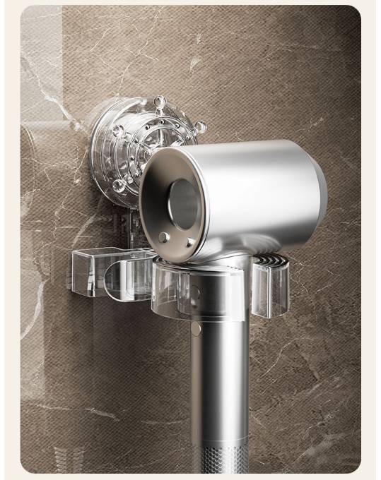 Rotierender Haartrocknerhalter mit Saugnapf Silver