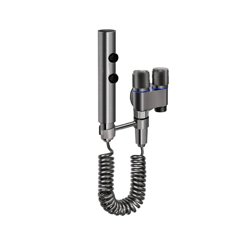 Druckverstärkender Toilettensprüher mit Ständer und zwei Modi Grey