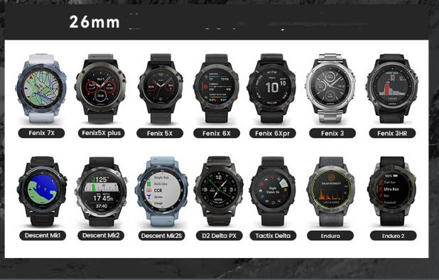 Elastisches Nylon-Uhrenarmband für Garmin Descent MK3i Black 26mm