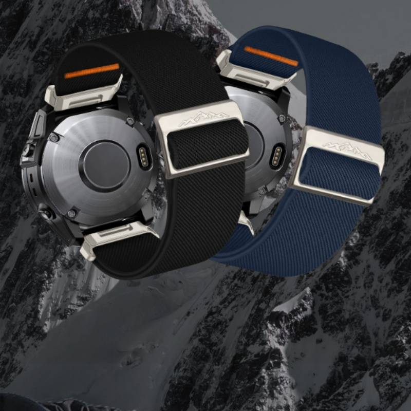 Elastisches Nylon-Uhrenarmband für Garmin Descent MK3i Blue 22mm