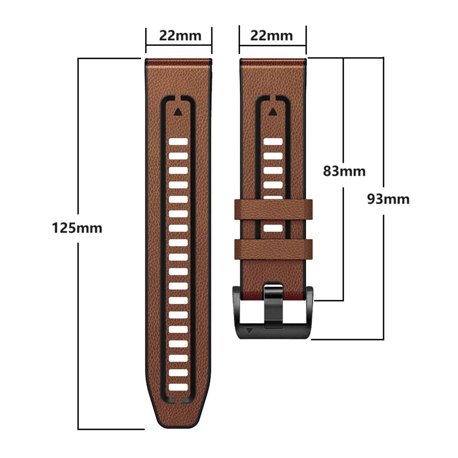Lederarmband für Garmin Fenix 7 Pro/7X Brown 22 mm