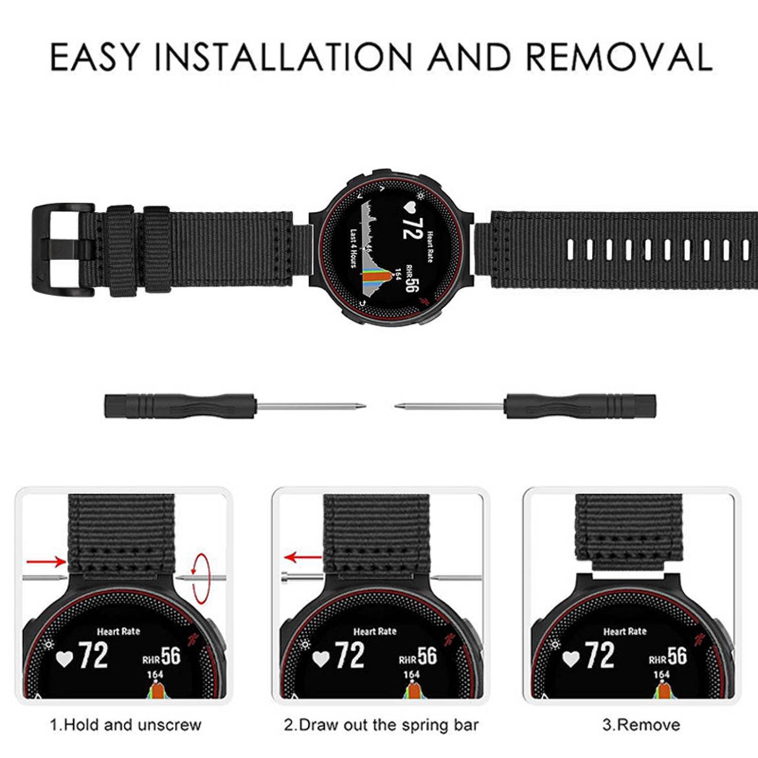 Nylon-Uhrenarmband für Garmin Black