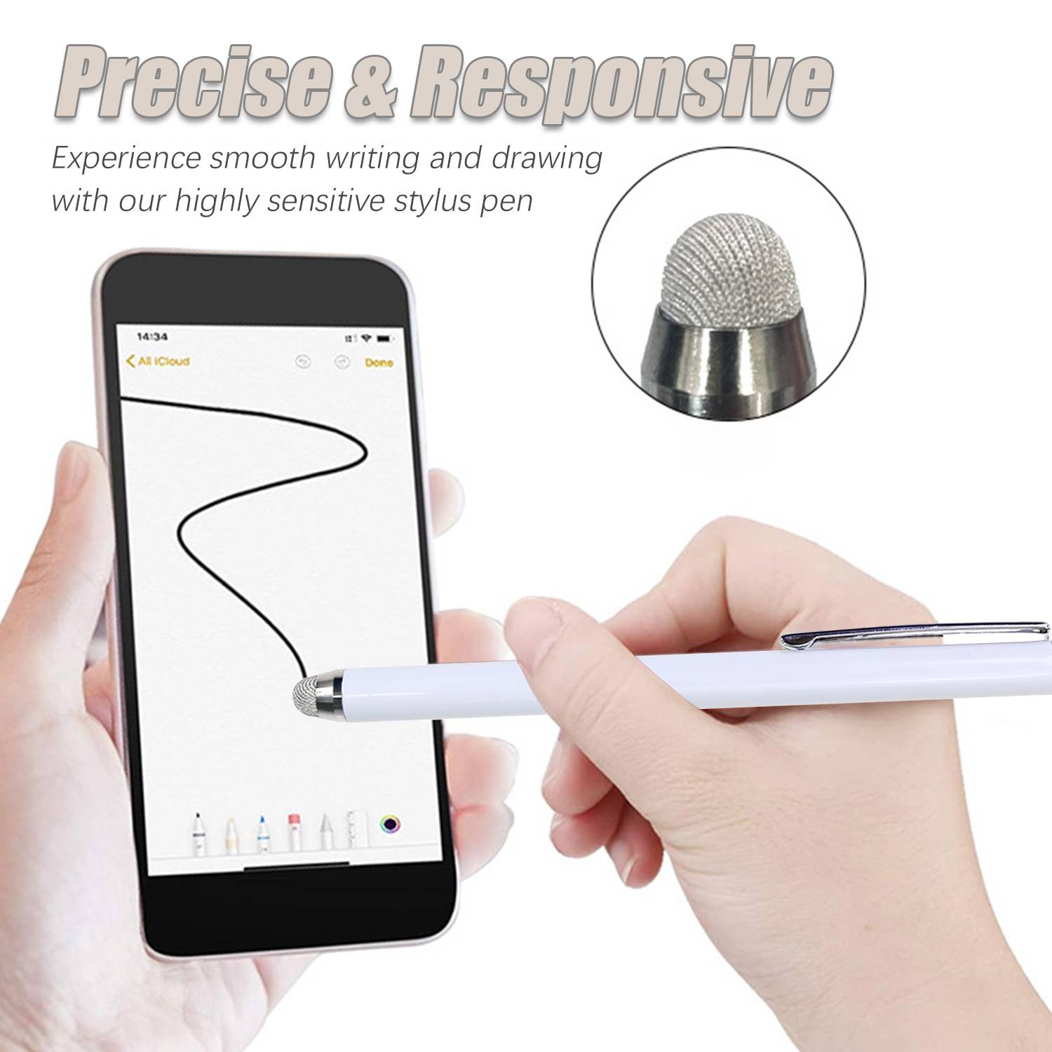 Kapazitiver Eingabestift für Apple, Samsung, Huawei, OPPO, VIVO, Xiaomi White