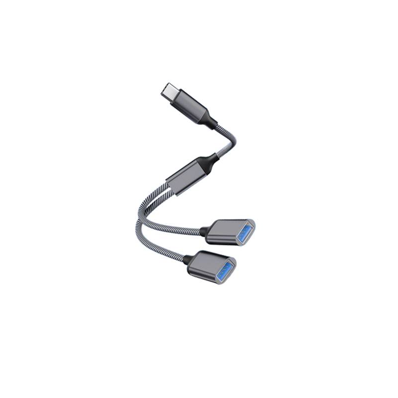 Typ-C-auf-Dual-USB-2.0-Adapter Grey