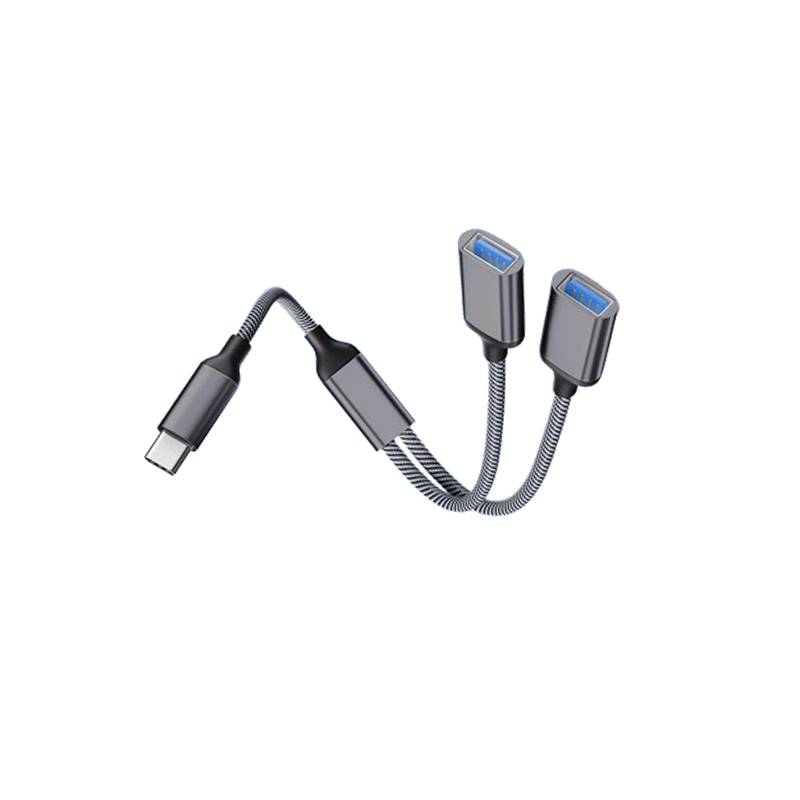 Typ-C-auf-Dual-USB-2.0-Adapter Grey