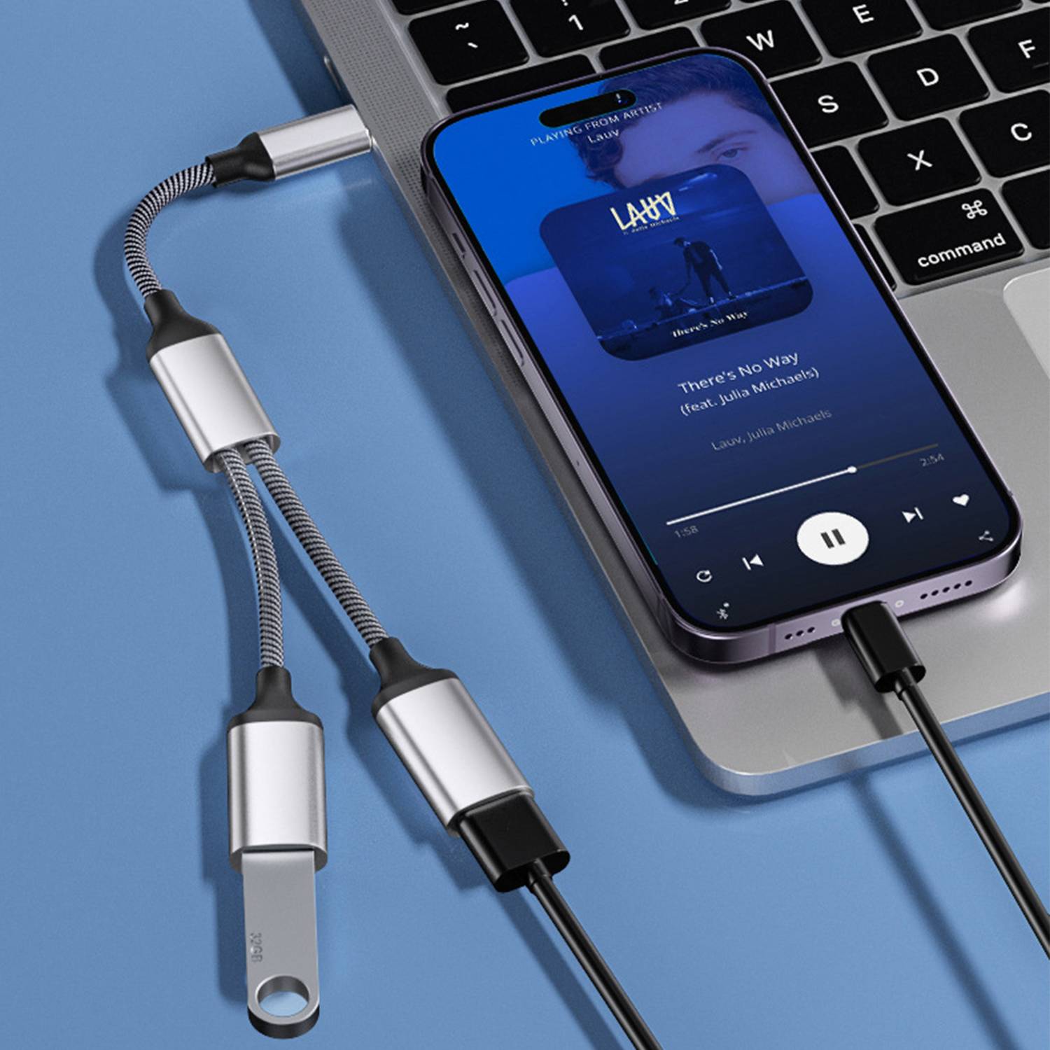 Typ-C-auf-Dual-USB-2.0-Adapter Grey