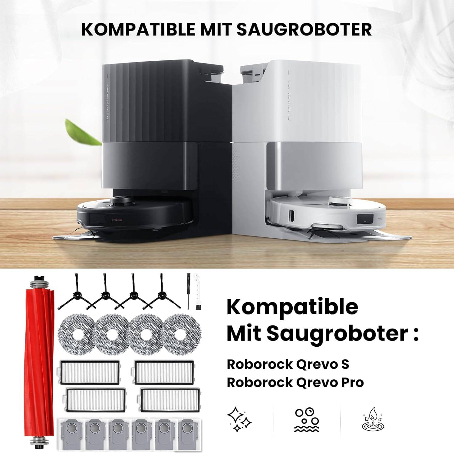 Zubehör für Roborock Qrevo S/Qrevo Pro Roboterstaubsauger