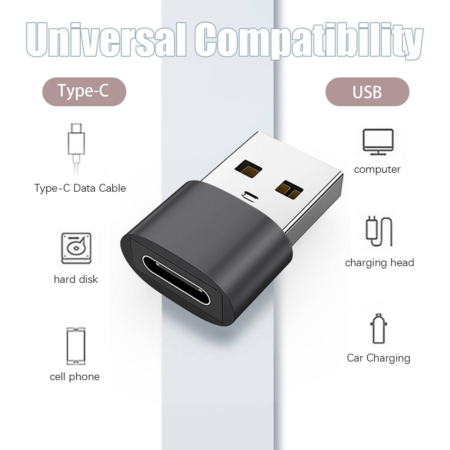 2er-Pack USB-C-auf-USB-Adapter für Datenübertragung und Aufladen Black