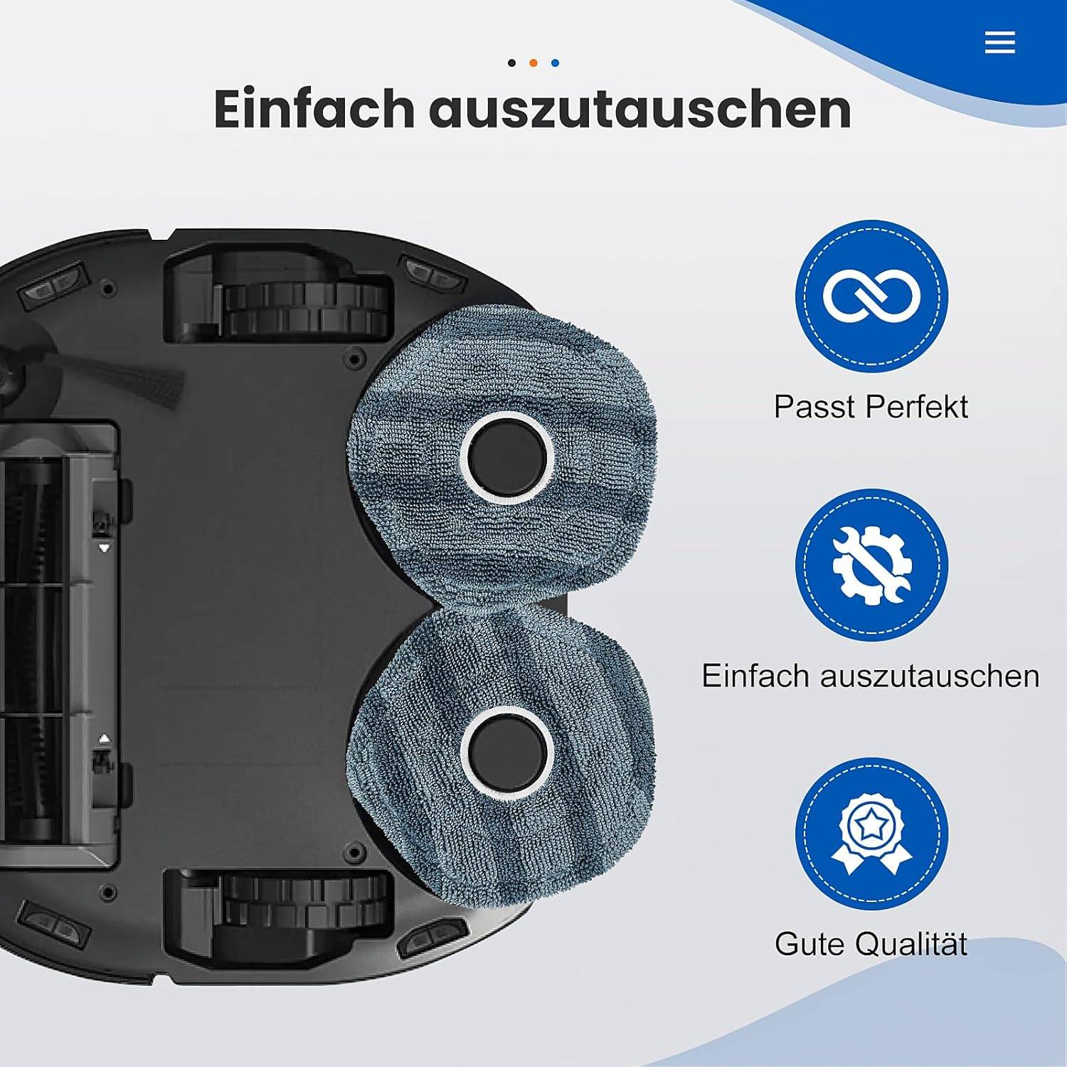 Ersatz-Mopp-Tuch-Set für Saugroboter, 8er-Pack, Hochwertiges Mikrofasertuch, kompatibel mit Eufy X10 Pro Omni/X9 Pro