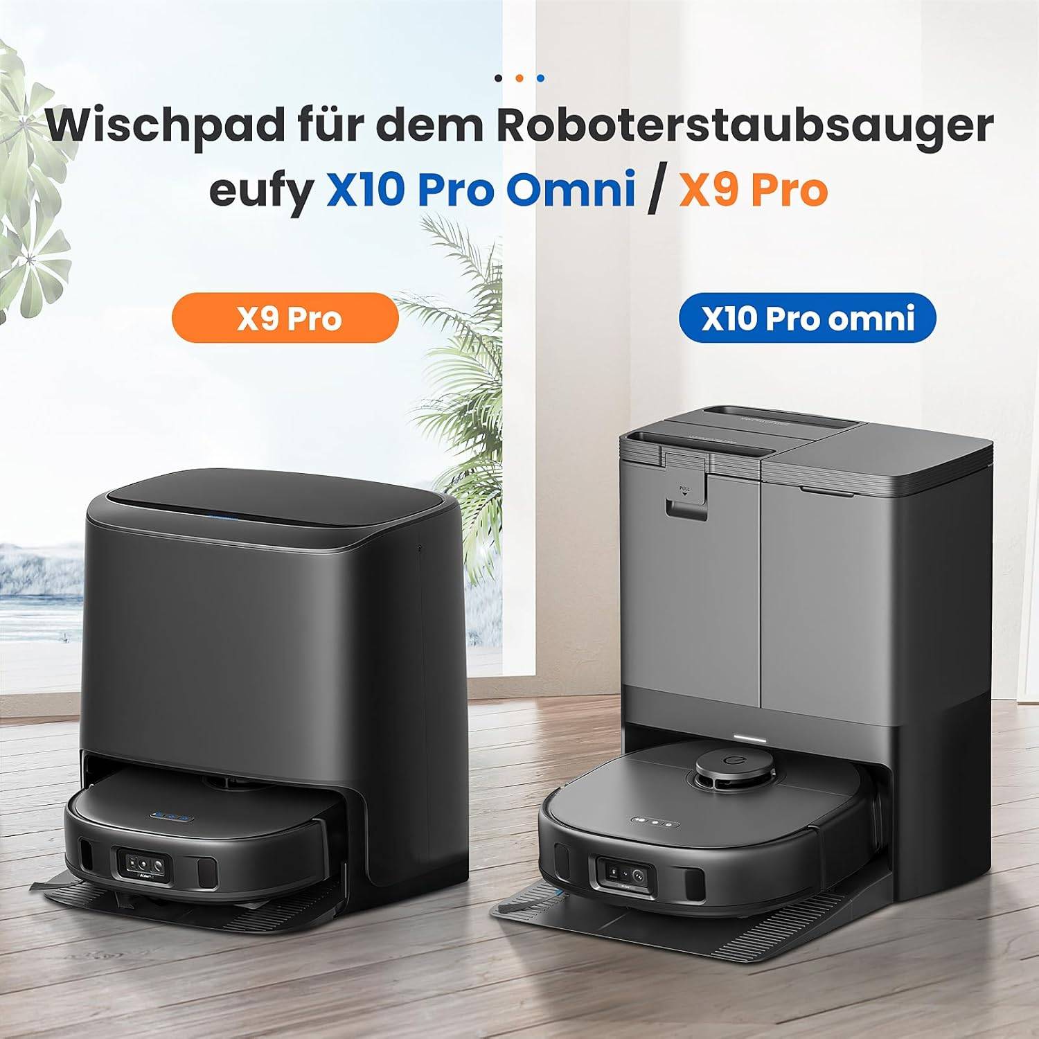 Ersatz-Mopp-Tuch-Set für Saugroboter, 8er-Pack, Hochwertiges Mikrofasertuch, kompatibel mit Eufy X10 Pro Omni/X9 Pro