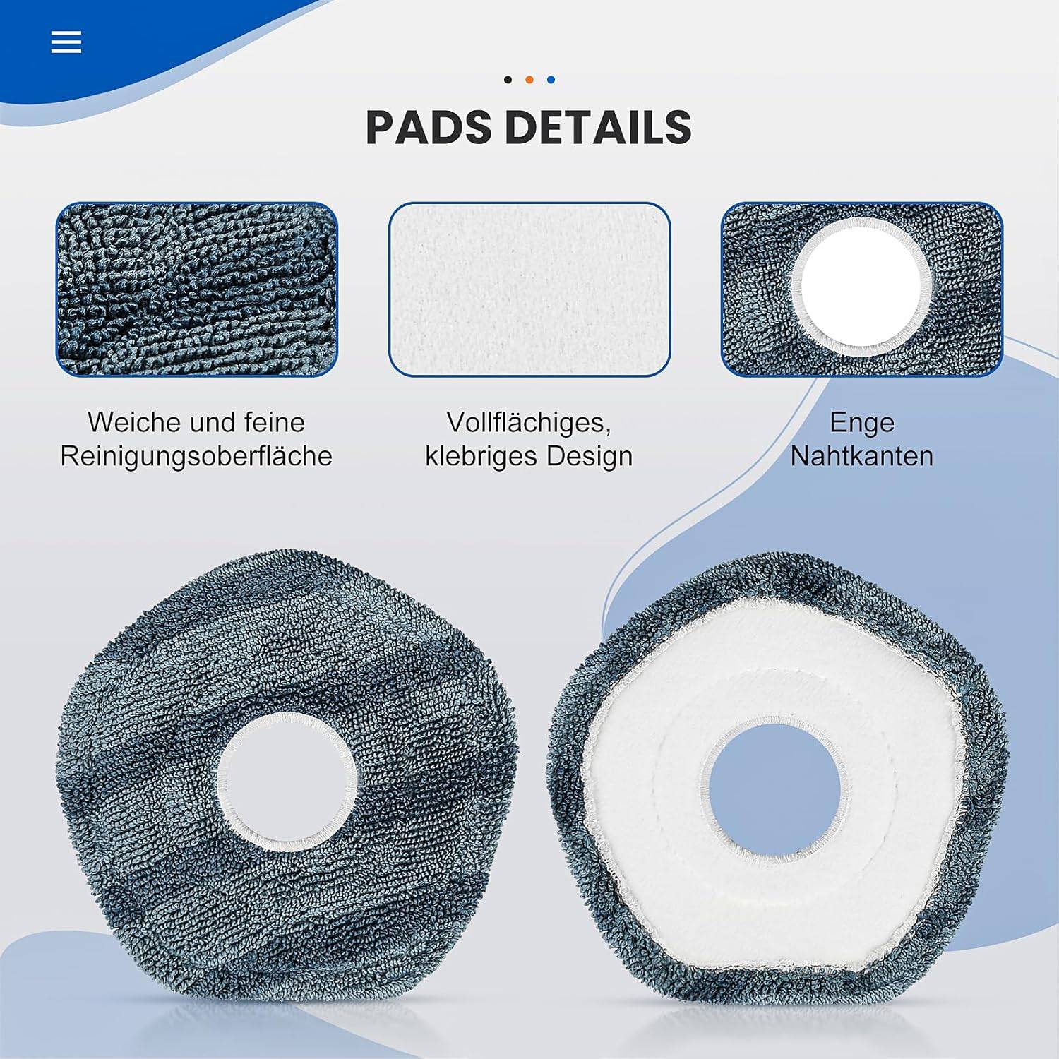 Ersatz-Mopp-Tuch-Set für Saugroboter, 8er-Pack, Hochwertiges Mikrofasertuch, kompatibel mit Eufy X10 Pro Omni/X9 Pro