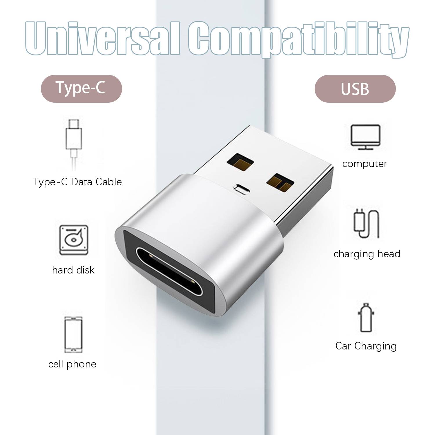 2er-Pack USB-C-auf-USB-Adapter für Datenübertragung und Aufladen Silver