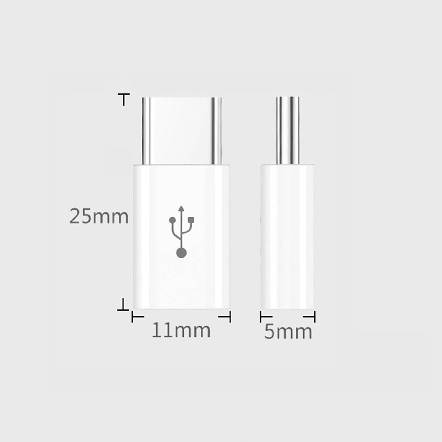2er-Set kurzer Android-zu-USB-C-Adapter, PD Schnellladung bis 5A, Datenübertragung, Plug-and-Play White