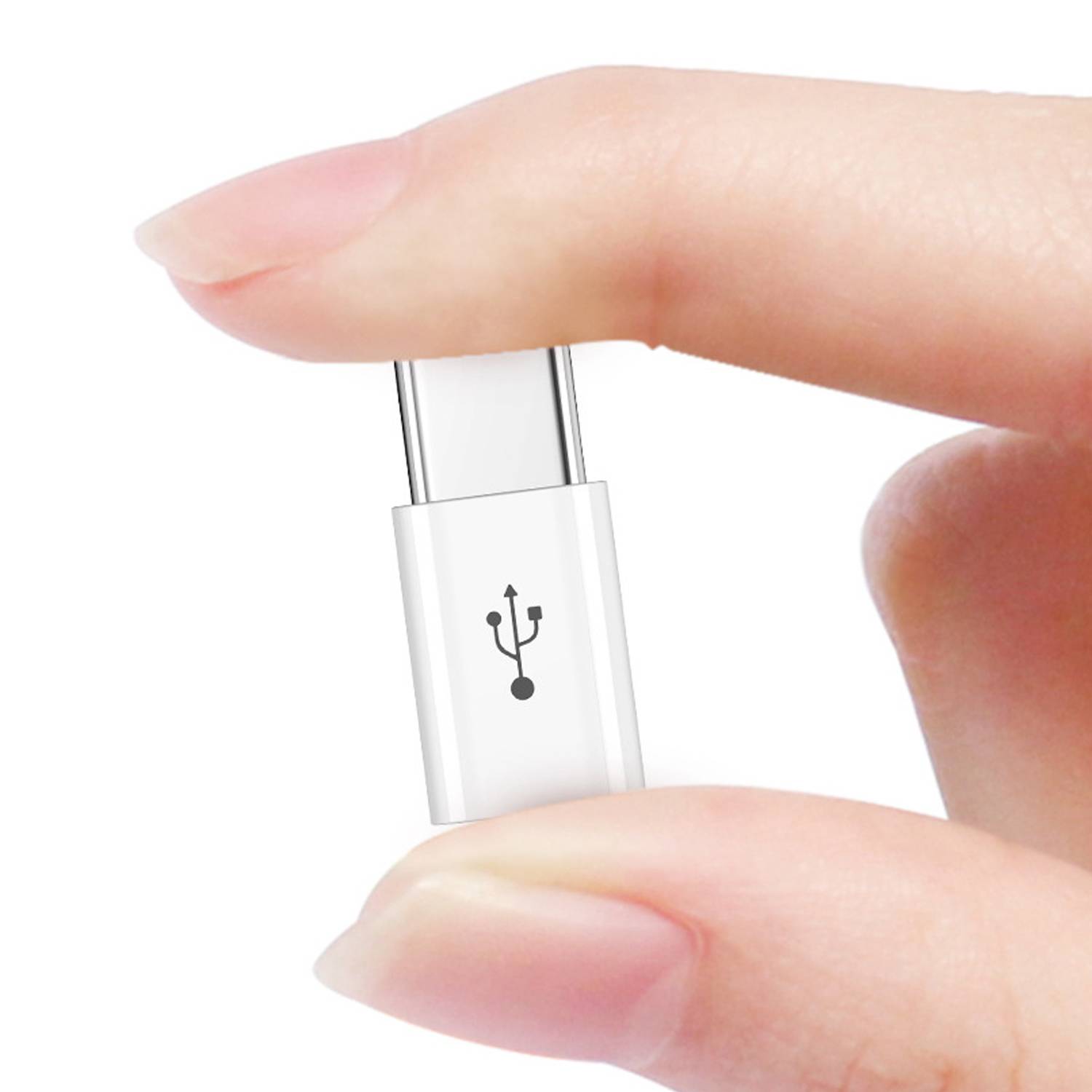 2er-Set kurzer Android-zu-USB-C-Adapter, PD Schnellladung bis 5A, Datenübertragung, Plug-and-Play White