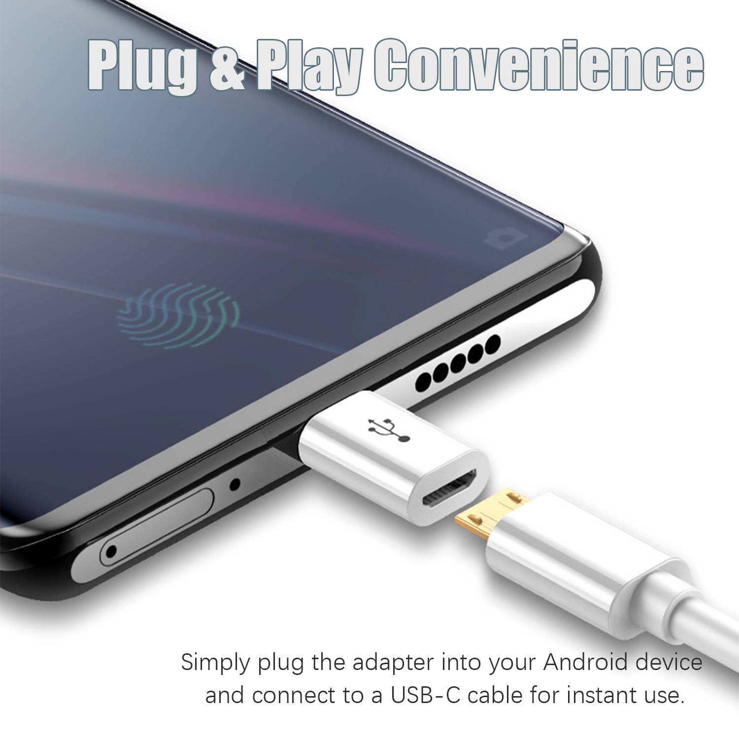 2er-Set kurzer Android-zu-USB-C-Adapter, PD Schnellladung bis 5A, Datenübertragung, Plug-and-Play White