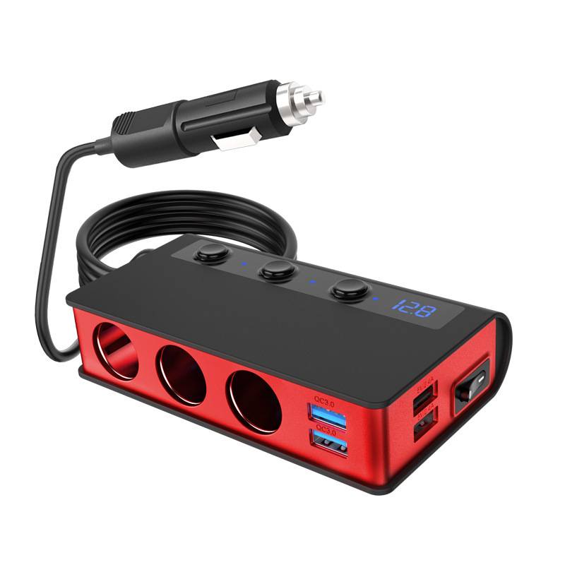 180W Autoladegerät mit Digitalanzeige Black+Red