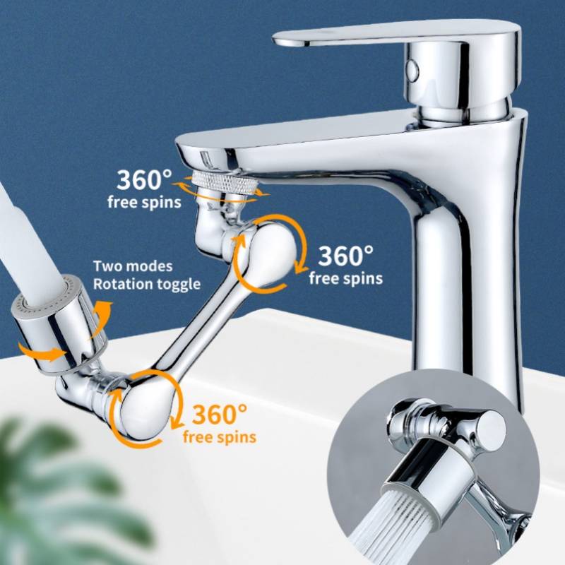 1080° drehbarer Küchenarmatur-Luftsprudler, flexibler Wasserspar-Armaturaufsatz aus Zinklegierung