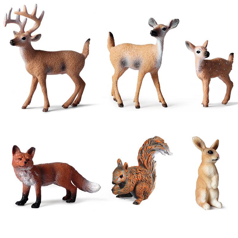 Realistische Waldtierfiguren 6er Set Waldtiere eingestellt