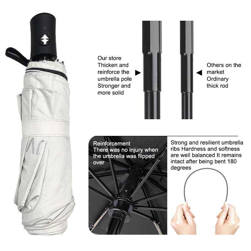 Automatik-Taschenschirm mit UV-Schutz White