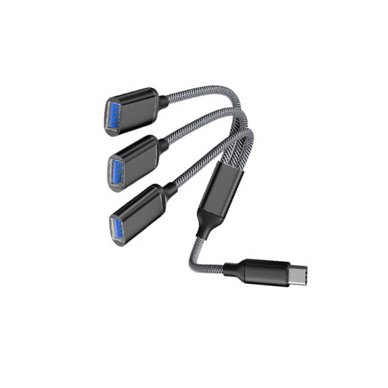 Typ-C-auf-3-Port-USB-Hub-Splitter-Adapter Black
