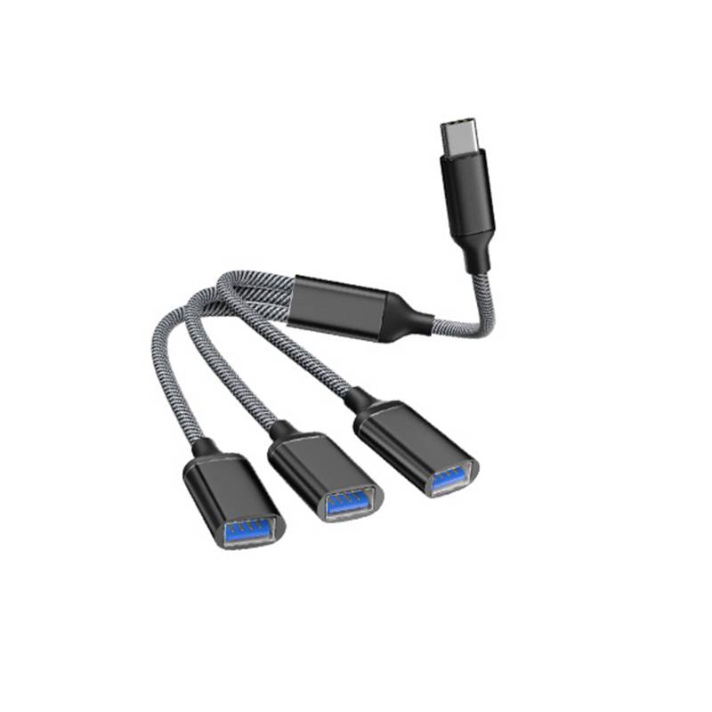Typ-C-auf-3-Port-USB-Hub-Splitter-Adapter Black