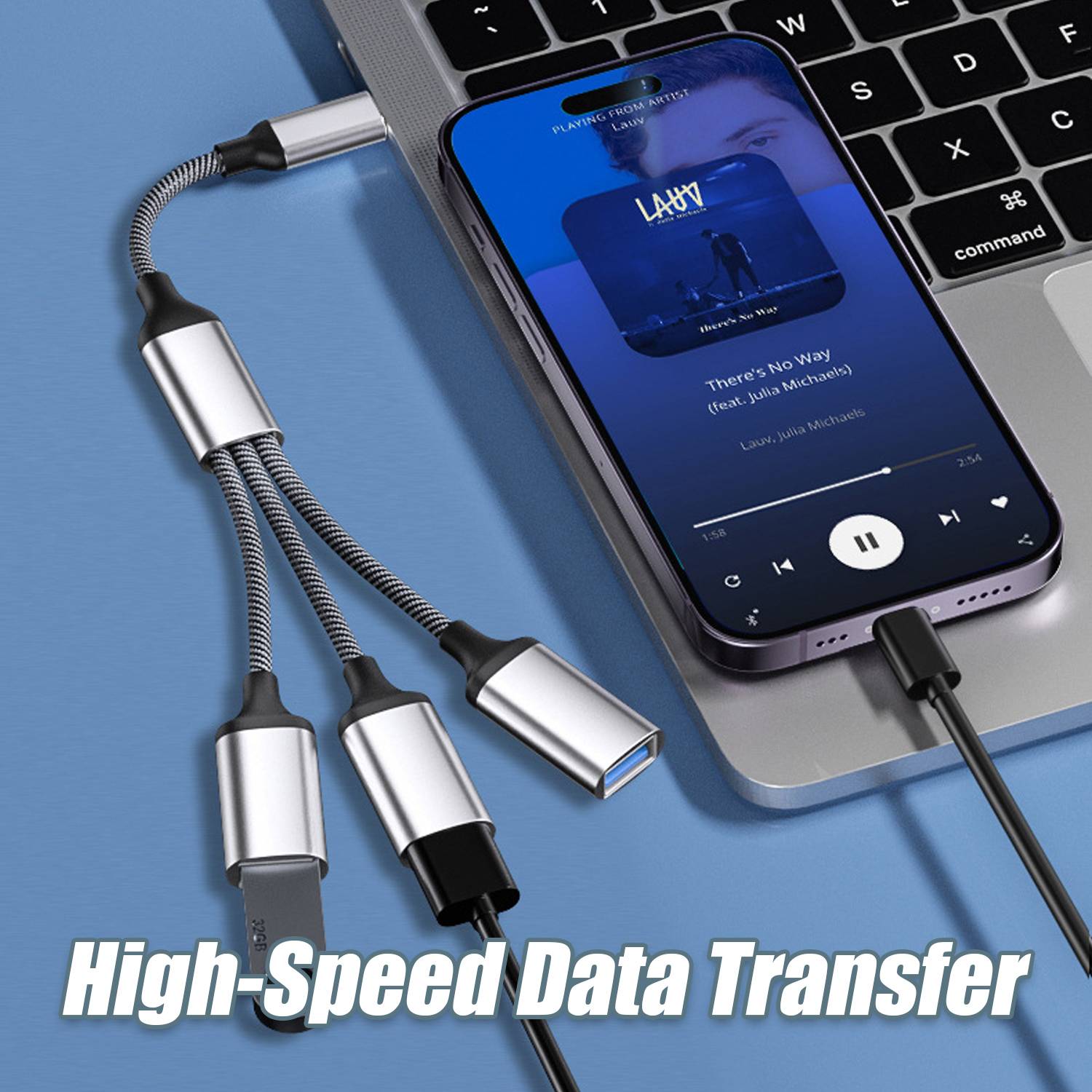 Typ-C-auf-3-Port-USB-Hub-Splitter-Adapter Silver