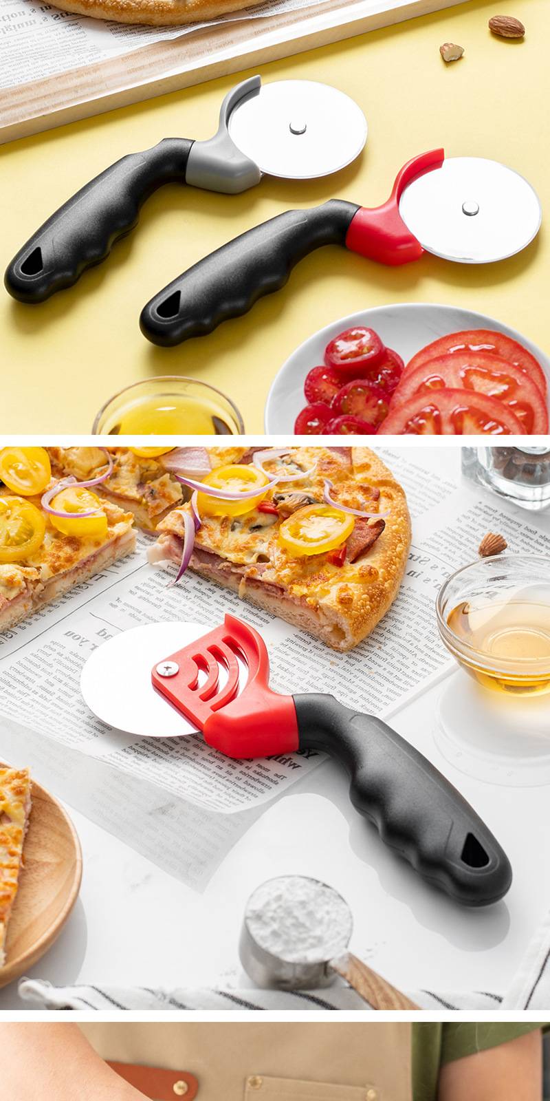 Pizzaschneider aus Edelstahl mit ergonomischem Griff