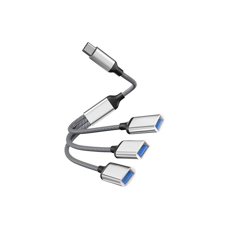 Typ-C-auf-3-Port-USB-Hub-Splitter-Adapter Silver