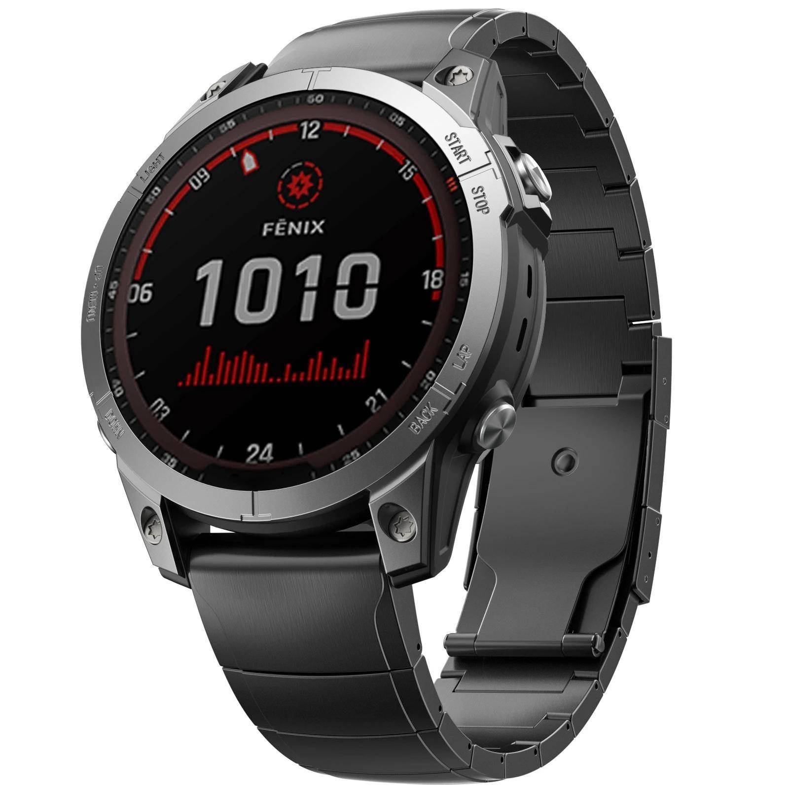 Schnellverschluss-Titan-Uhrenarmband für Garmin Fenix 7X 6X Pro 5X Plus Black 26 mm