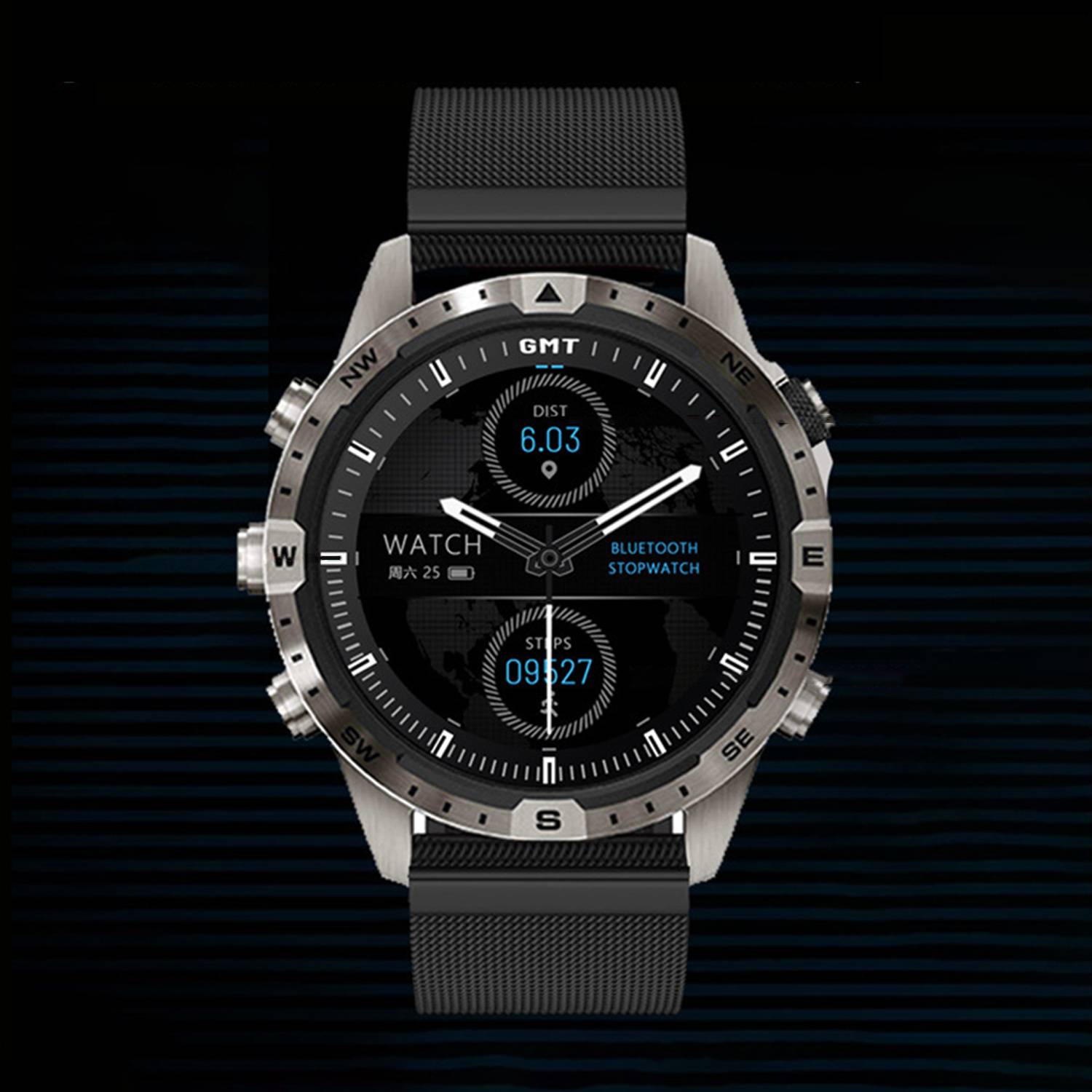 GT45 Smartwatch mit Herzfrequenz-, Blutdruck- und Temperaturüberwachung