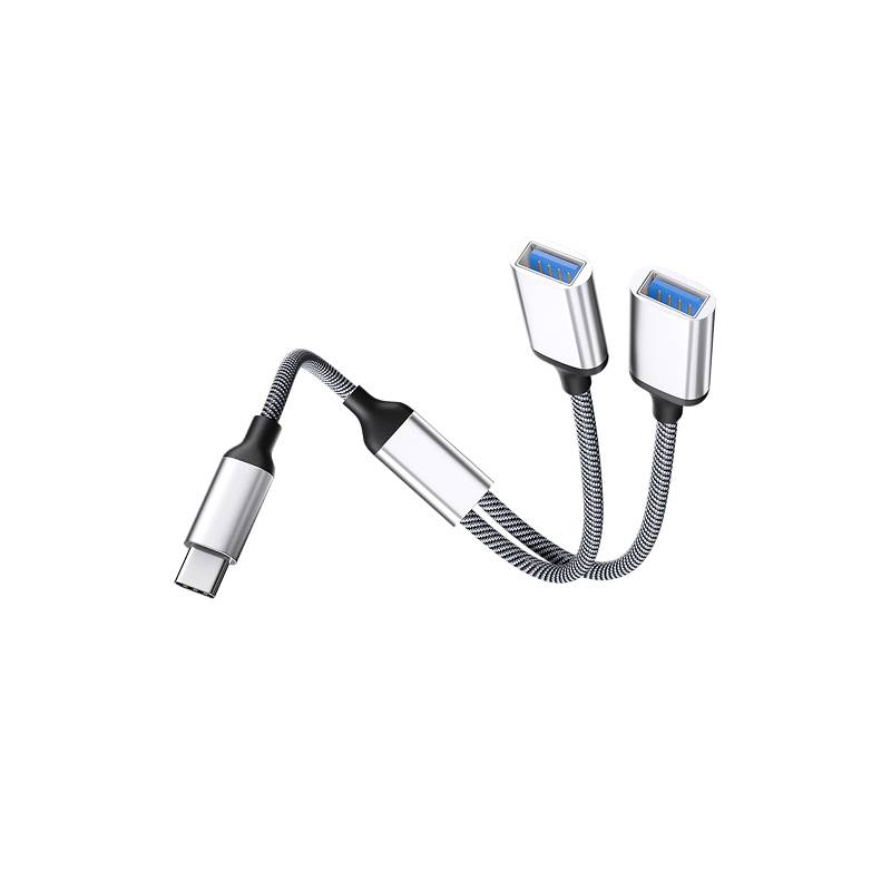 Typ-C-auf-Dual-USB-2.0-Adapter Silver