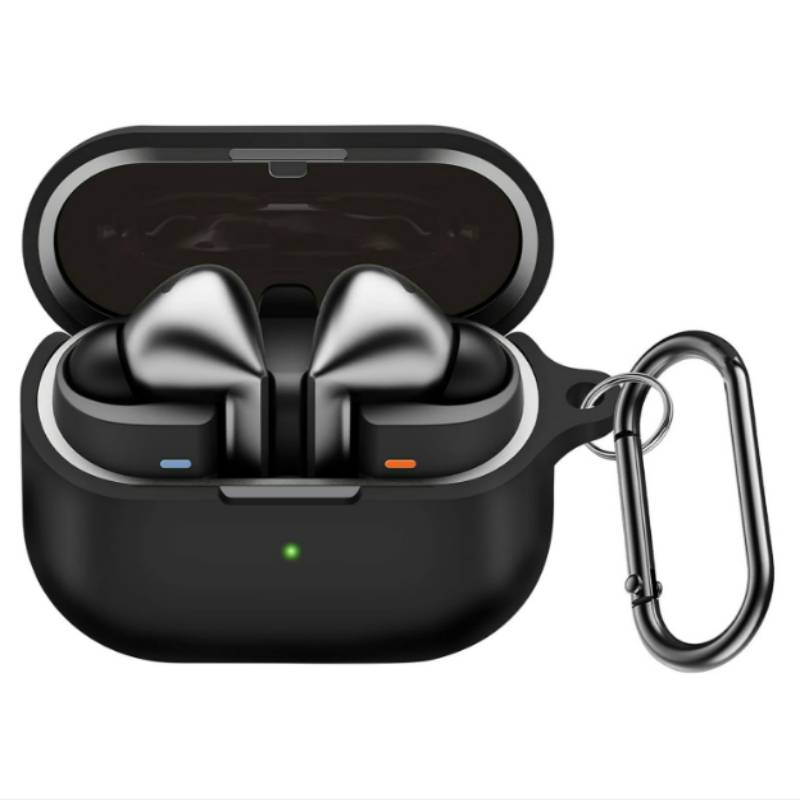 Schutzhülle aus Silikon für Samsung Galaxy Buds3/Buds3 Pro mit Karabinerhaken Black