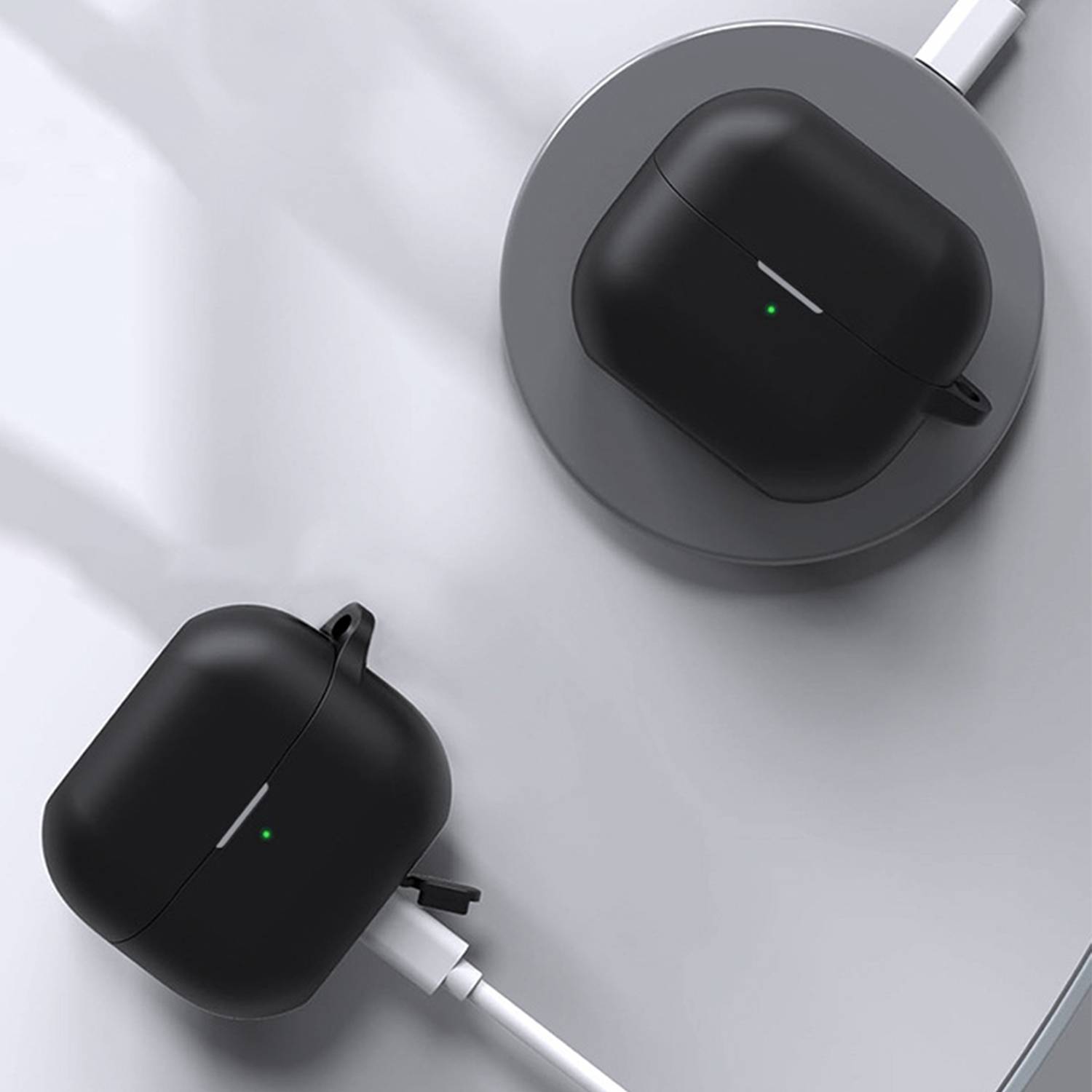 Schutzhülle aus Silikon für Samsung Galaxy Buds3/Buds3 Pro mit Karabinerhaken Black