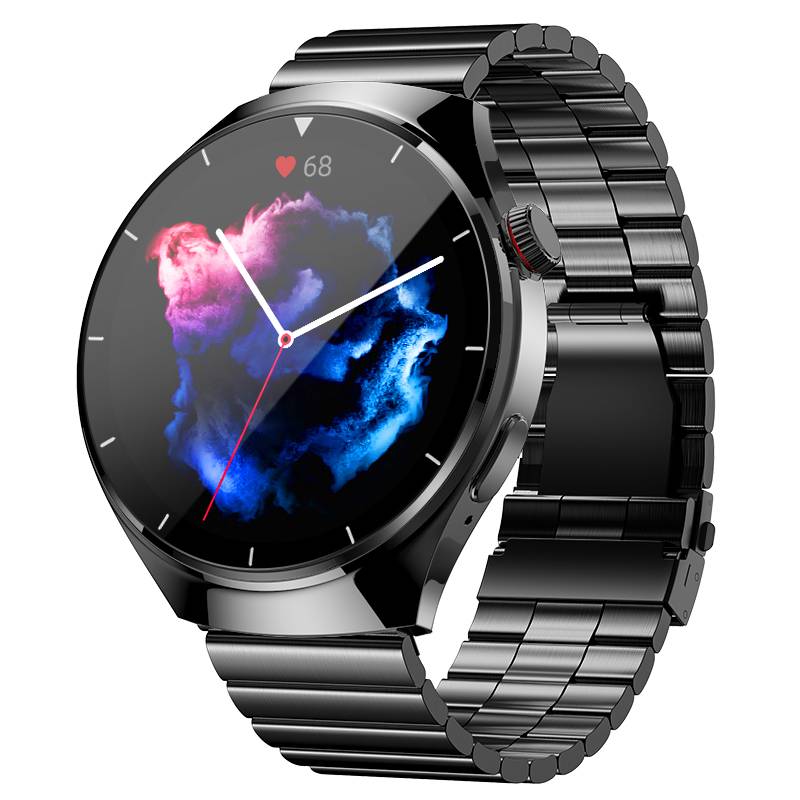 SmartWatch, Bluetooth-Anruf & Herzfrequenz, Blutdruck und Blutsauerstoff Black + Black Steel