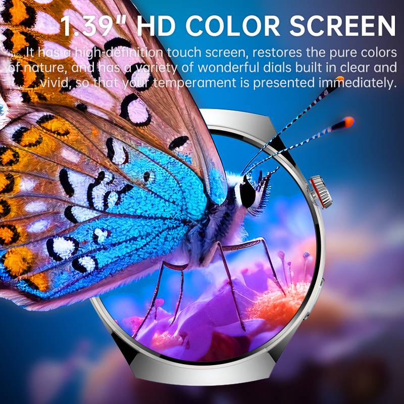 SmartWatch, Bluetooth-Anruf & Herzfrequenz, Blutdruck und Blutsauerstoff Black + Black Steel