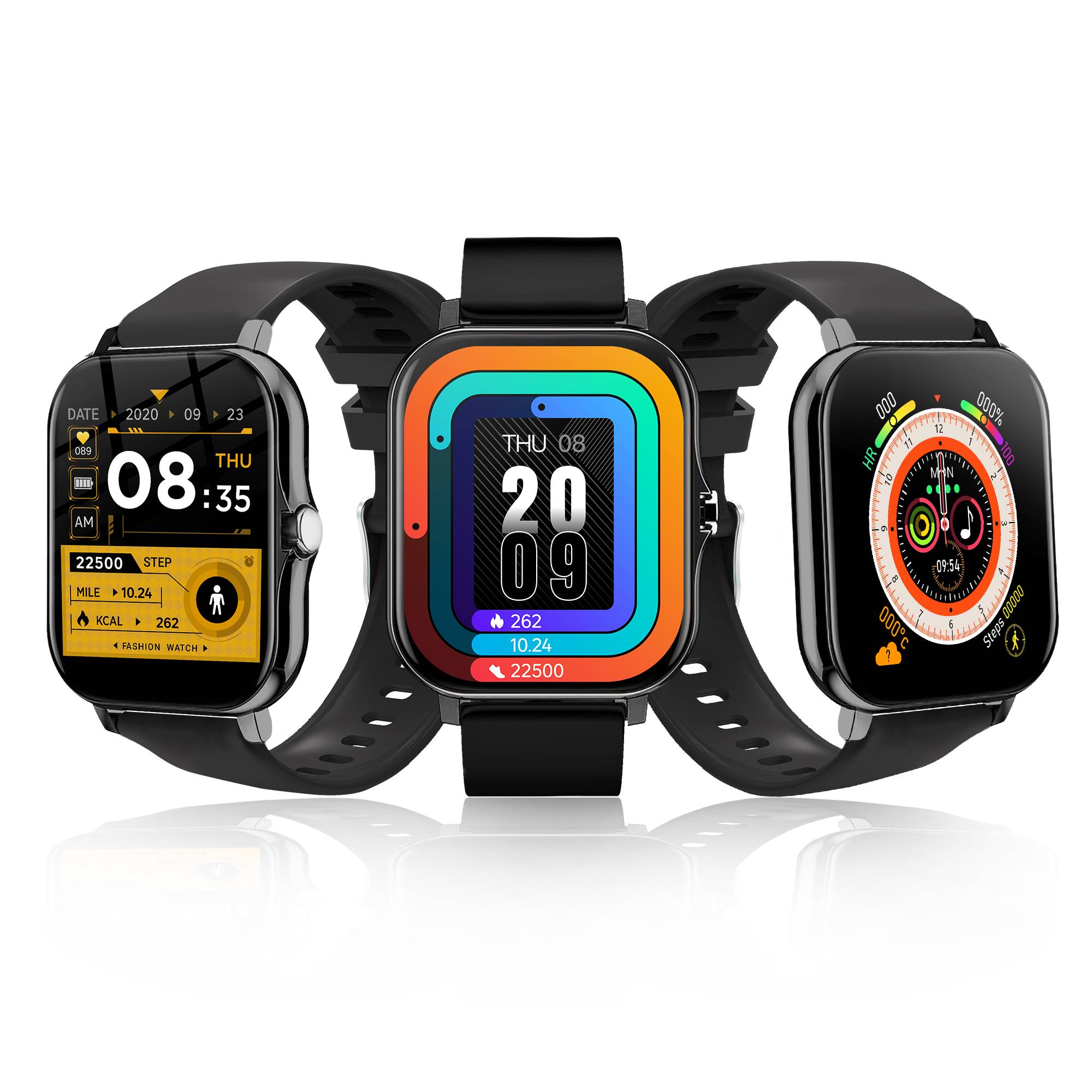 Smartwatch mit Bluetooth-Anruf und Fitness-Tracker Black