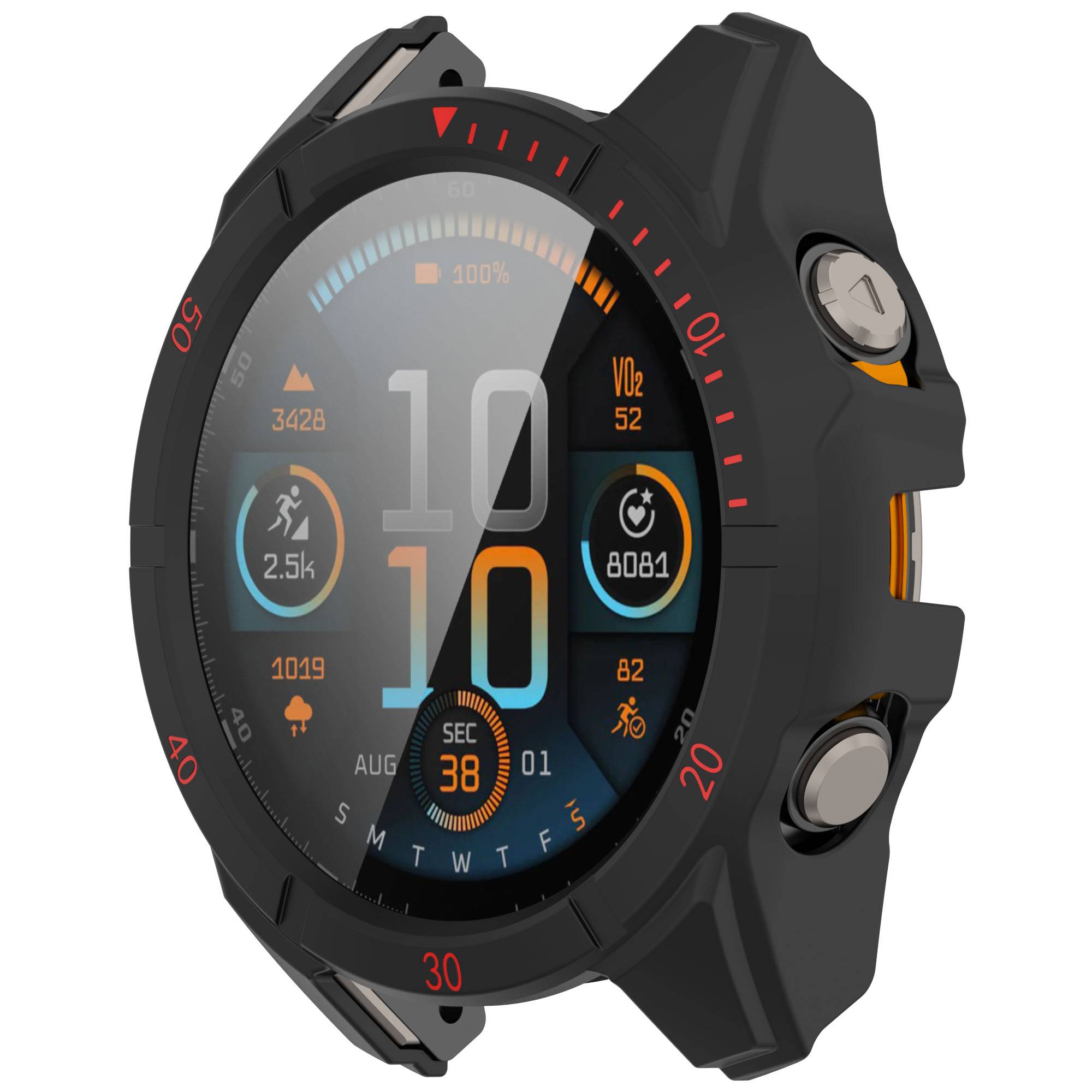 Schutzhülle für Garmin Fenix 8 Uhr Black+Red 47 MM