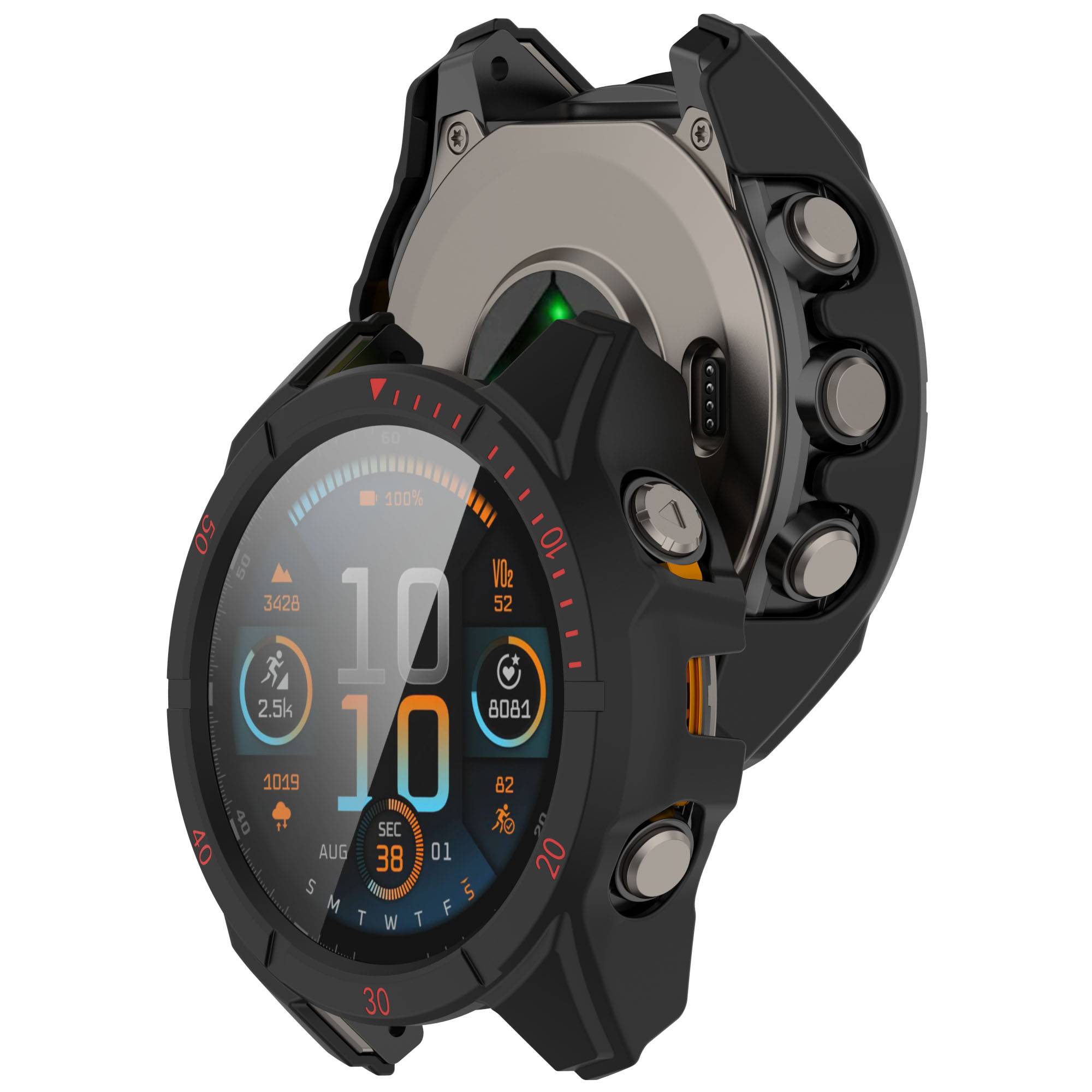 Schutzhülle für Garmin Fenix 8 Uhr Black+Red 47 MM