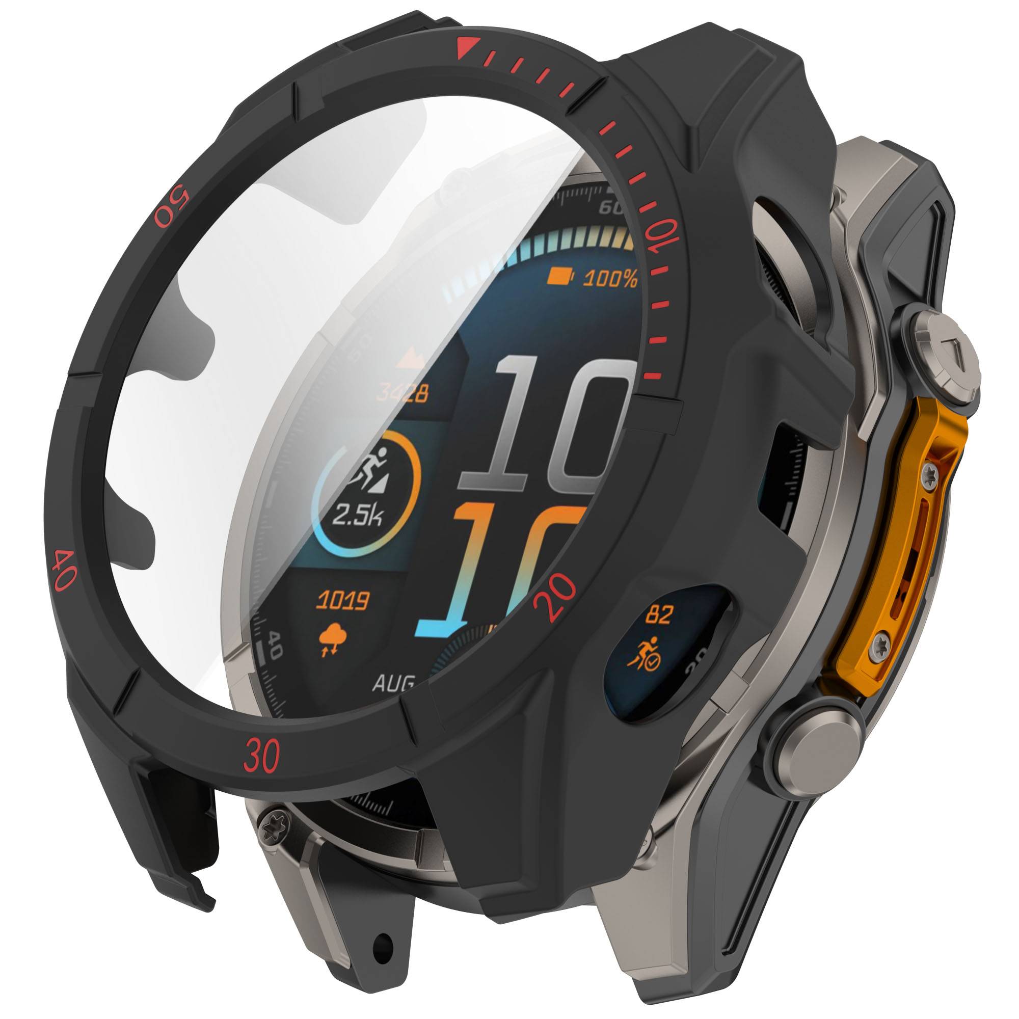 Schutzhülle für Garmin Fenix 8 Uhr Black+Red 47 MM