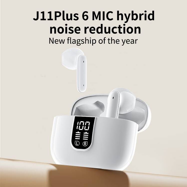 J11 Plus TWS-Ohrhörer: 6-Mikrofon-Geräuschunterdrückung für kristallklaren Klang White