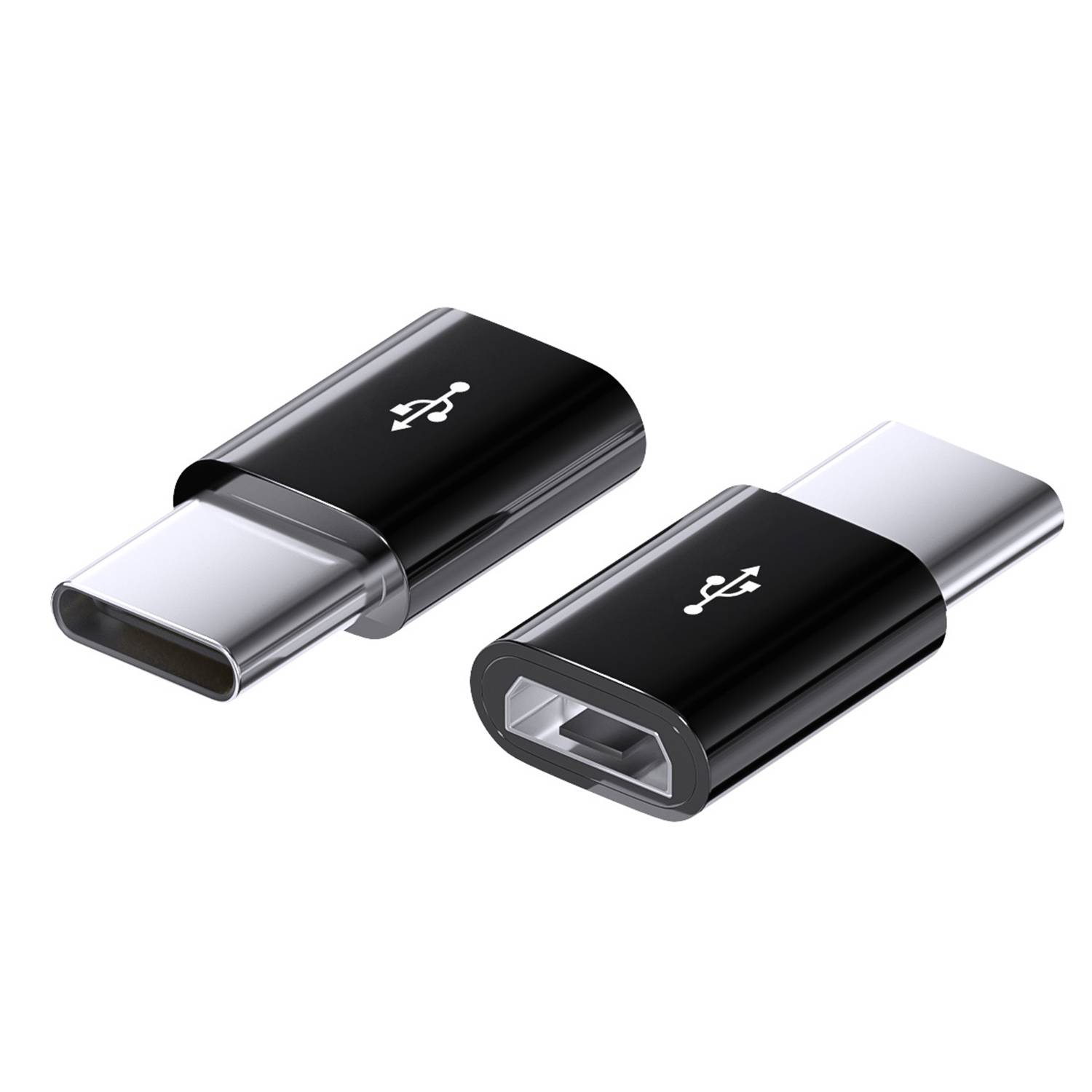 2er-Pack Kurzer Adapter von Android auf USB-C Black