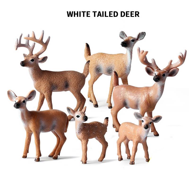 Realistische Waldtierfiguren 6er Set Wildes Hirschset