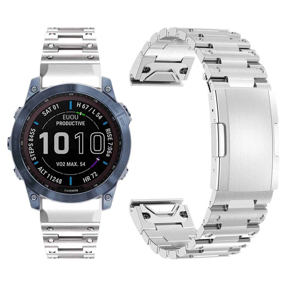 Uhrenarmband aus Edelstahl für Garmin Uhren Silver 26 mm