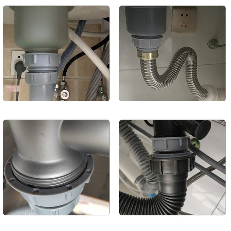 Küchenspüle Ablaufrohr Reduzierstück ABS Grau für Spüle und Abfallentsorger 60 mm bis 46 mm