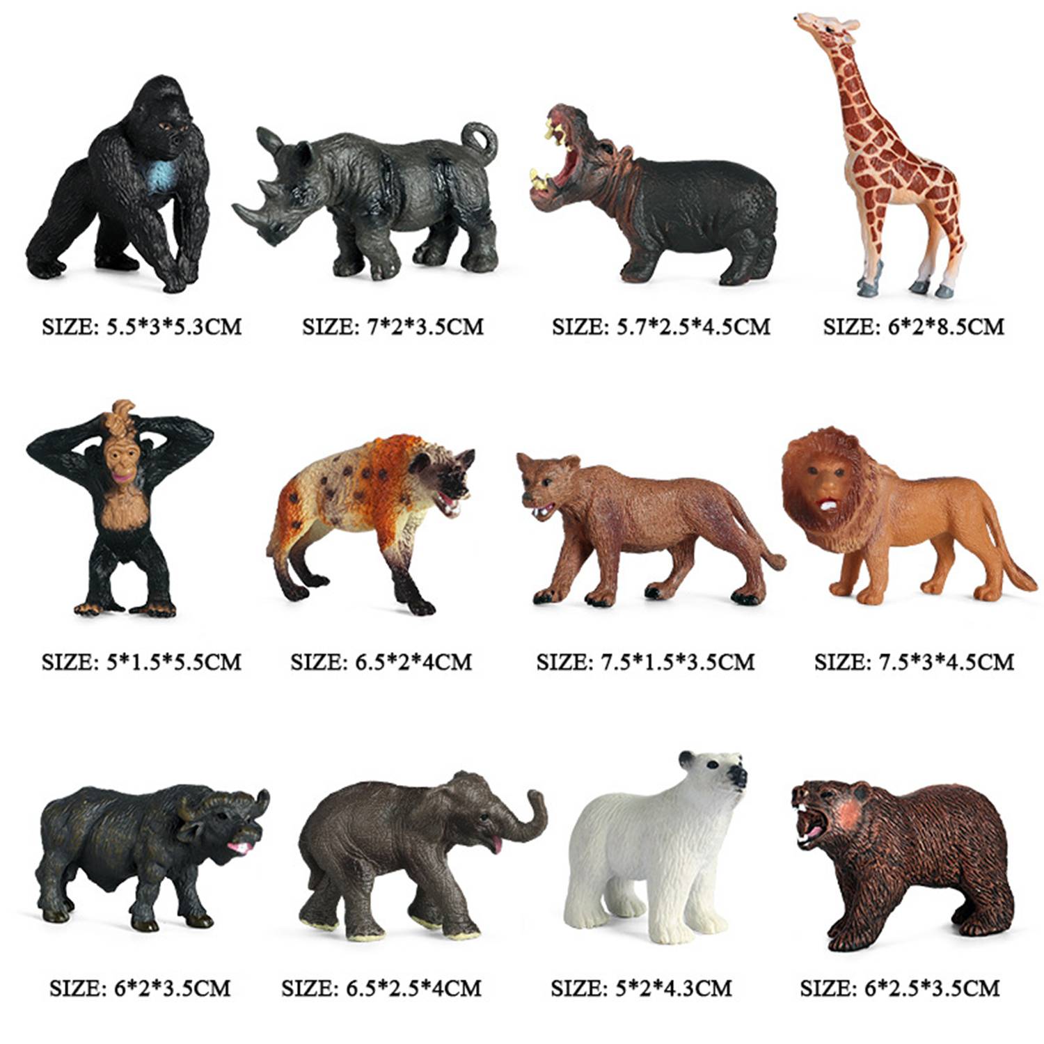 Realistisches Wildtierfiguren-Set - 12-teilig