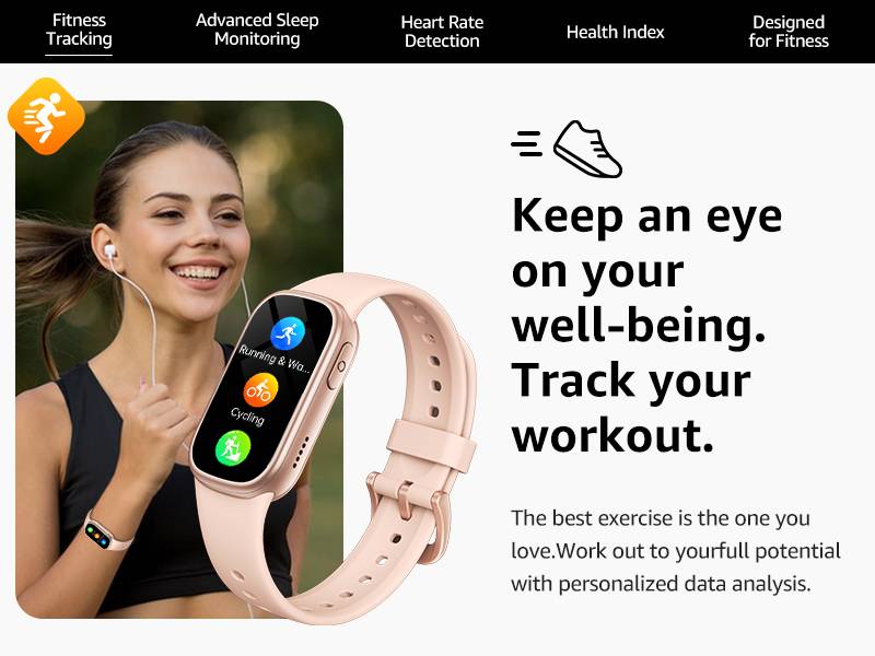 Smartwatch mit Bluetooth und Gesundheitsüberwachung Pink