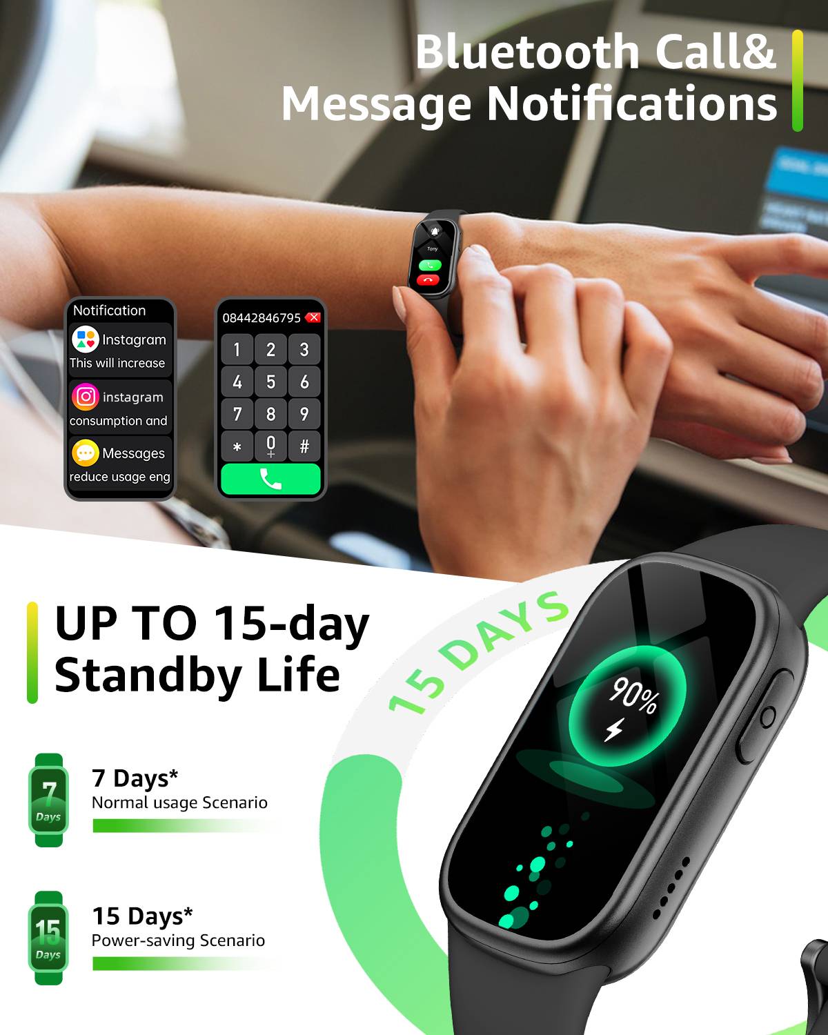 Multifunktions-Smartwatch mit Bluetooth-Anrufen, 1.47in quadratischem TFT, IP68, 150mAh, kompatibel mit Da Fit Black