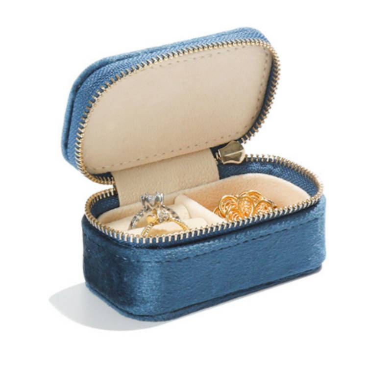 Tragbares Mini-Schmuckkästchen aus Samt NavyBlue